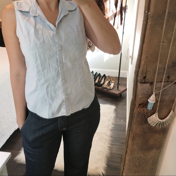 CALVIN KLEIN BLUE TOP FLAX BLEND - Picture 4 of 7